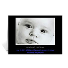 Tarjeta clásica personalizada con fotografía de bebé en color Negro. 5x7