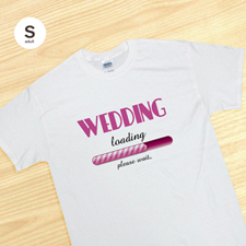 Camiseta de boda personalizada con Carga de la boda, blanco Camiseta de adulto de pequeño tamaño