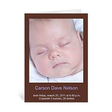 Tarjeta personalizada con fotografías de bebés en color chocolate. Doblado Retrato 5x7