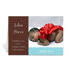 Tarjeta personalizada para Baby Shower con fotografía de bebé en color Chocolate. Moderno 5x7