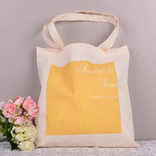 Bolsa de mano con motivos florales amarillos para bodas.