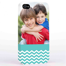 Personalized Aqua Chevron Pattern iPhone 4 Hard Case Cover