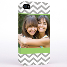 Personalized Lime & Grey Chevron Photo iPhone 4 Hard Case Cover