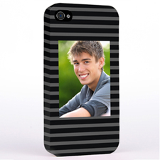 Personalized Grey Stripes Pattern Photo iPhone 4 Hard Case Cover