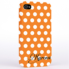 Personalized Orange Polka Dots Background iPhone 4 Hard Case Cover