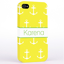 Personalized Yellow And White Cute Anchors Hard Case Cover