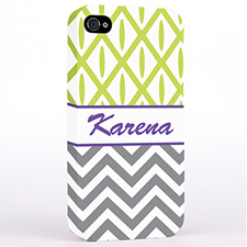 Personalized Grey Chevron Lime Ikat Hard Case Cover
