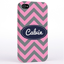 Personalized Grey Pink Chevron Hard Case Cover