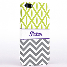 Personalized Grey Chevron Lime Ikat iPhone Case