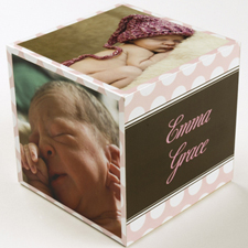 Anuncio de nacimiento de la niña de lunares Foto Cubo de madera, 5 paneles