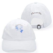 Gorra de béisbol personalizada color blanca con impresión delante y detrás