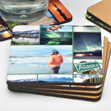 Portavasos de corcho personalizado con Collage de 10 fotografías (1 Portavasos)