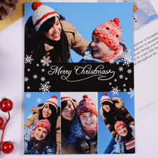 Tarjeta personalizada de Navidad con collage de 4 fotografías