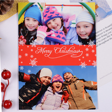 Tarjeta personalizada de Navidad con collage de 2 fotografías color rojo