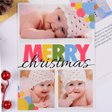 Tarjeta personalizada de Navidad con collage de 3 fotografías diseño 