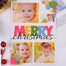 Tarjeta personalizada de Navidad con collage de 5 fotografías diseño 