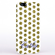 Personalized Gold Glitter Polka Dot iPhone Case