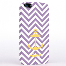 Personalized Yellow Anchor Lavender Chevron iPhone Case