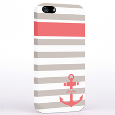 Personalized Carol Anchor Grey Stripes iPhone Case