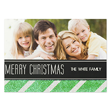 Tarjeta personalizada de Navidad con brillos color verde