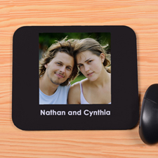 Personalized Black Photo And Words Mouse Pad