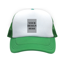 Gorra personalizada con fotografía vertical y texto, verde
