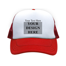 Gorra personalizada con fotografía horizontal y texto, rojo