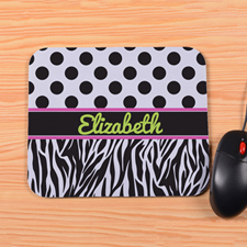Personalized Polka Dots & Zebra Mouse Pad