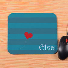 Personalized Peacock Stripe Heart Mouse Pad