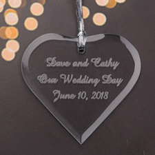 Personalized Engraved Our Wedding Day Heart Shaped Ornament
