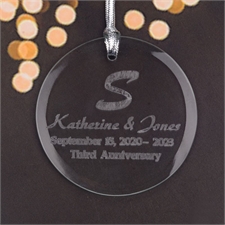 Personalized Engraving Our Anniversary Round Glass Ornament