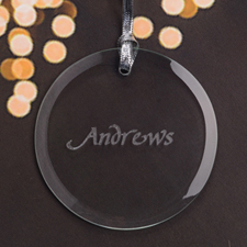 Personalized Engraving Custom Family Name Round Glass Ornament