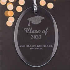 Personalized Laser Etched Victorious Grad Glass Ornament