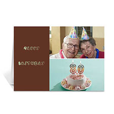 Tarjeta personalizada de felicitación marrón chocolate con fotografía 