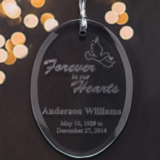 Personalized Laser Etched Forever In Our Hearts Glass Ornament