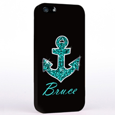 Personalized Glitter Turquoise Anchor iPhone Case
