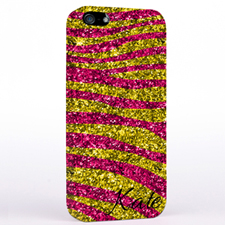 Personalized Glitter Fuchsia Animal Print iPhone Case