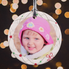 Merry Little Pattern Personalized Photo Porcelain Ornament