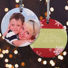 Bright Holiday Personalized Photo Porcelain Ornament