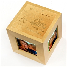 Foto-cubo de madera grabado 