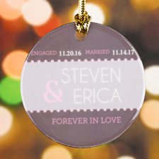 Personalized Forever In Love Round Porcelain Ornament