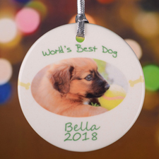 Personalized World's Best Dog Round Porcelain Ornament