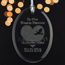 Personalized Laser Etched In Our Hearts Forever Glass Ornament