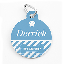 Placa de perro o gato con forma redonda con impresión personalizada de rayas acuáticas