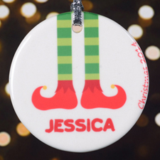 Personalized Christmas Round Porcelain Ornament