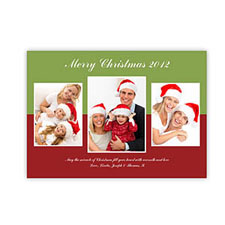 Tarjeta personalizada de navidad con collage de fotografías color verde