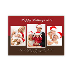 Tarjeta personalizada de navidad con collage de fotografías color rojo