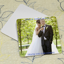 Wedding Photo, Square Personalized Coasters