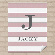 Rayas rosadas personalizadas con la impresión del nombre en póster pequeño 21.59 cm x 27.94 cm 