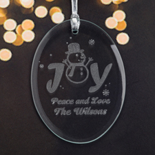 Personalized Laser Etched Joy Glass Ornament